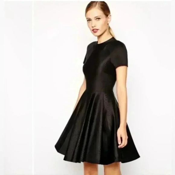 Ted BakerWomens Black Melisse Embossed Neoprene Dress Size 4 - Picture 1 of 13